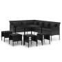 Set comedor de jardín 6 pzas con cojines ratán sintético negro de vidaXL, Conjuntos de jardín - Ref: Foro24-3186650, Precio: ...