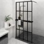 Shower screen with ESG glass shelf and black aluminum 118x190cm by vidaXL, Shower walls and screens - Ref: Foro24-3185486, Pr...