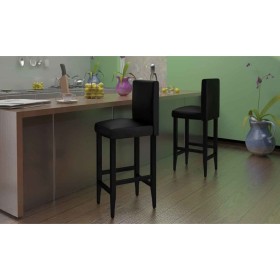 Taburetes de bar 6 unidades de cuero artificial negro de vidaXL, Taburetes de cocina - Ref: Foro24-160716, Precio: 541,56 €, ...