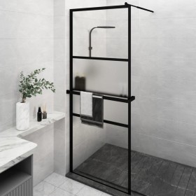 Shower screen with ESG glass and black aluminum shelf 80x195 cm by vidaXL, Shower walls and screens - Ref: Foro24-3185450, Pr...