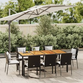 Set de comedor de jardín 9 pzas y cojines ratán sintético negro de vidaXL, Conjuntos de jardín - Ref: Foro24-3184992, Precio:...