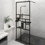 Shower screen with ESG glass and black aluminum shelf 80x195 cm by vidaXL, Shower walls and screens - Ref: Foro24-3185449, Pr...