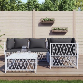 5-teiliges Gartenmöbel-Set und weiße Stahlkissen von vidaXL, Gartensets - Ref: Foro24-3186870, Preis: 380,99 €, Rabatt: %