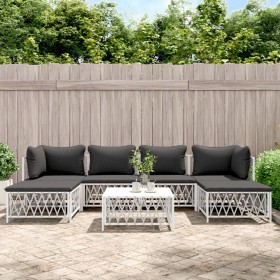 7-piece garden furniture set with cushions white steel by vidaXL, Garden sets - Ref: Foro24-3186902, Price: 473,99 €, Discoun...