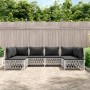 6-teiliges Gartenmöbel-Set mit Kissen aus weißem Stahl von vidaXL, Gartensets - Ref: Foro24-3186908, Preis: 455,21 €, Rabatt: %