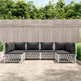 6-teiliges Gartenmöbel-Set mit Kissen aus weißem Stahl von vidaXL, Gartensets - Ref: Foro24-3186908, Preis: 455,27 €, Rabatt: %