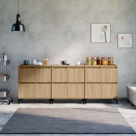 Sideboards 3 Stück Sonoma-Eichensperrholz 60x35x70 cm von vidaXL, Sideboards - Ref: Foro24-3185778, Preis: 174,99 €, Rabatt: %