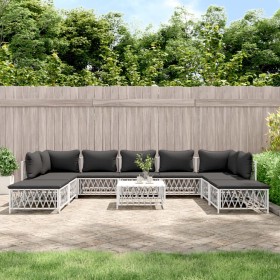 10-piece garden furniture set with cushions white steel by vidaXL, Garden sets - Ref: Foro24-3186926, Price: 686,99 €, Discou...