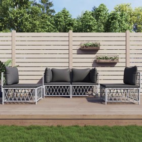 4-piece garden furniture set and white steel cushions by vidaXL, Garden sets - Ref: Foro24-3186834, Price: 313,99 €, Discount: %