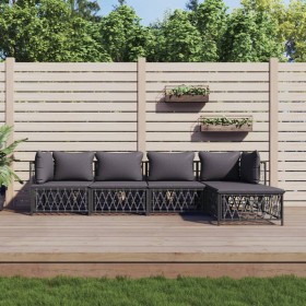 5-piece garden furniture set with anthracite grey steel cushions by vidaXL, Garden sets - Ref: Foro24-3186865, Price: 389,57 ...