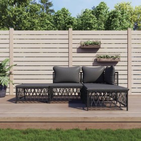 Gartenmöbel-Set 4-teilig und anthrazitgraue Stahlkissen von vidaXL, Gartensets - Ref: Foro24-3186849, Preis: 272,43 €, Rabatt: %