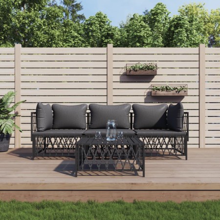 4-piece garden furniture set with anthracite grey steel cushions by vidaXL, Garden sets - Ref: Foro24-3186819, Price: 318,44 ...