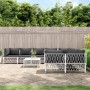 9-teiliges Gartenmöbel-Set mit Kissen aus weißem Stahl von vidaXL, Gartensets - Ref: Foro24-3186932, Preis: 678,11 €, Rabatt: %