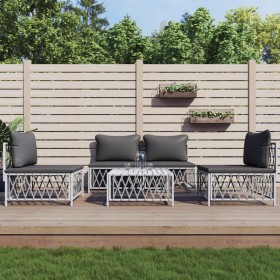 5-piece garden furniture set and white steel cushions by vidaXL, Garden sets - Ref: Foro24-3186832, Price: 338,63 €, Discount: %