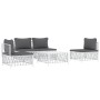 5-piece garden furniture set and white steel cushions by vidaXL, Garden sets - Ref: Foro24-3186832, Price: 338,63 €, Discount: %