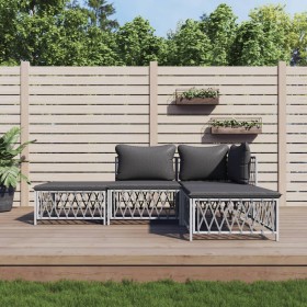 4-teiliges Gartenmöbel-Set und weiße Stahlkissen von vidaXL, Gartensets - Ref: Foro24-3186848, Preis: 265,99 €, Rabatt: %