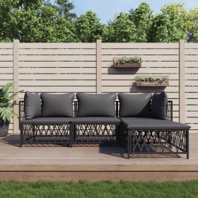 Gartenmöbel-Set 4-teilig und anthrazitgraue Stahlkissen von vidaXL, Gartensets - Ref: Foro24-3186861, Preis: 305,99 €, Rabatt: %