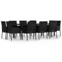 Set de comedor jardín 11 pzas con cojines ratán sintético negro de vidaXL, Conjuntos de jardín - Ref: Foro24-3185160, Precio:...