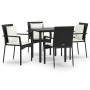 Set de muebles jardín 5 pzas con cojines ratán sintético negro de vidaXL, Conjuntos de jardín - Ref: Foro24-3185108, Precio: ...