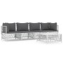 5-piece garden furniture set and white steel cushions by vidaXL, Garden sets - Ref: Foro24-3186822, Price: 366,50 €, Discount: %