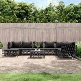 9-teiliges Gartenmöbel-Set mit anthrazitfarbenen Stahlkissen von vidaXL, Gartensets - Ref: Foro24-3186915, Preis: 695,74 €, R...