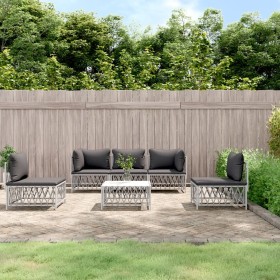 6-piece garden furniture set and white steel cushions by vidaXL, Garden sets - Ref: Foro24-3186840, Price: 437,99 €, Discount: %