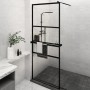 Shower screen with ESG glass shelf and black aluminum 80x195 cm by vidaXL, Shower walls and screens - Ref: Foro24-3185447, Pr...