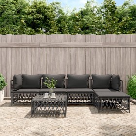 6-piece garden furniture set with anthracite grey steel cushions by vidaXL, Garden sets - Ref: Foro24-3186867, Price: 452,24 ...