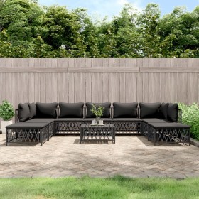 Garden furniture set 10 pieces and anthracite gray steel cushions by vidaXL, Garden sets - Ref: Foro24-3186927, Price: 748,99...