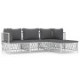 4-piece garden furniture set and white steel cushions by vidaXL, Garden sets - Ref: Foro24-3186860, Price: 296,57 €, Discount: %