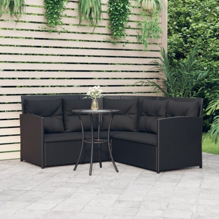 L-shaped sofa set 2 pieces with black synthetic rattan cushions by vidaXL, Garden sets - Ref: Foro24-319657, Price: 265,89 €,...