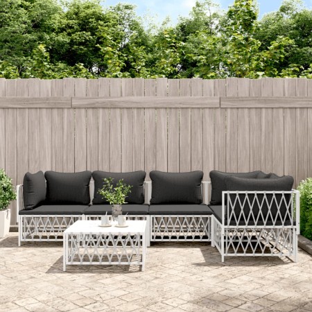 6-piece garden furniture set with cushions white steel by vidaXL, Garden sets - Ref: Foro24-3186874, Price: 451,63 €, Discoun...