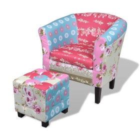 Patchwork fabric armchair with footrest by vidaXL, Armchairs - Ref: Foro24-240651, Price: 205,99 €, Discount: %