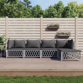 5-piece garden furniture set and white steel cushions by vidaXL, Garden sets - Ref: Foro24-3186856, Price: 353,37 €, Discount: %