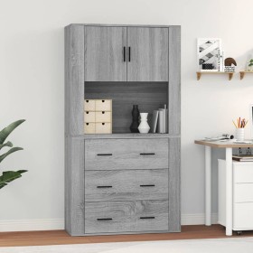 Aparador alto de madera contrachapada gris Sonoma de vidaXL, Aparadores - Ref: Foro24-3185389, Precio: 169,99 €, Descuento: %