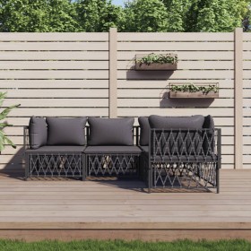 Garden furniture set 4 pieces and anthracite gray steel cushions by vidaXL, Garden sets - Ref: Foro24-3186869, Price: 337,95 ...