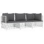 3-piece garden furniture set with cushions white steel by vidaXL, Garden sets - Ref: Foro24-3186816, Price: 242,83 €, Discoun...