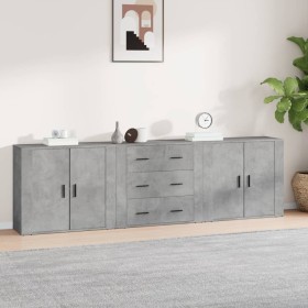 Sideboards 3 Stück zementgraues Sperrholz von vidaXL, Sideboards - Ref: Foro24-3185403, Preis: 258,30 €, Rabatt: %