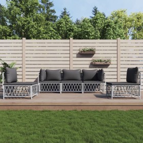 5-piece garden furniture set with white steel cushions by vidaXL, Garden sets - Ref: Foro24-3186838, Price: 384,44 €, Discoun...