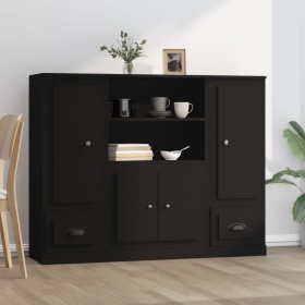 Tall sideboards 3 pieces black plywood by vidaXL, Sideboards - Ref: Foro24-3185312, Price: 202,78 €, Discount: %