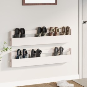 Estantes zapatos de pared 2 uds madera pino blanco 110x9x23cm de vidaXL, Zapateros y organizadores de calzado - Ref: Foro24-8...