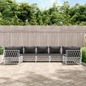 7-piece garden furniture set with white steel cushions by vidaXL, Garden sets - Ref: Foro24-3186922, Price: 554,31 €, Discoun...