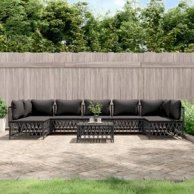 8-piece garden furniture set with anthracite steel cushions by vidaXL, Garden sets - Ref: Foro24-3186917, Price: 640,99 €, Di...