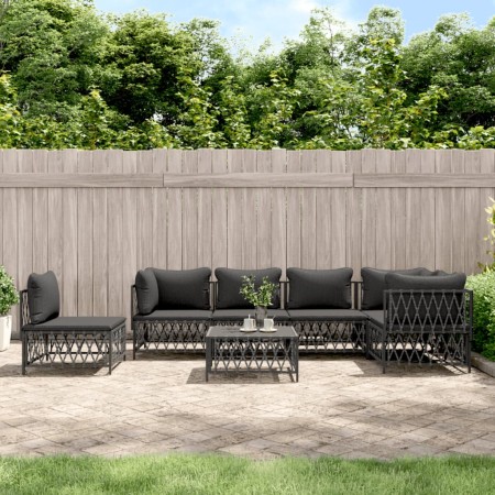 7-teiliges Gartenmöbel-Set mit anthrazitfarbenen Stahlkissen von vidaXL, Gartensets - Ref: Foro24-3186889, Preis: 562,49 €, R...