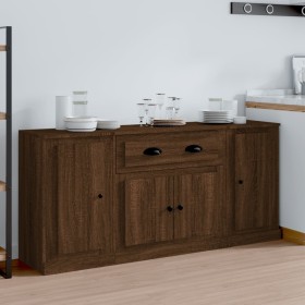 3-teilige Sideboards Sperrholz braune Eiche von vidaXL, Sideboards - Ref: Foro24-3185278, Preis: 150,99 €, Rabatt: %