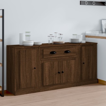 Sideboards 3 pieces plywood brown oak by vidaXL, Sideboards - Ref: Foro24-3185278, Price: 150,99 €, Discount: %