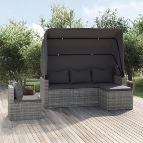 4-teiliges Gartensofa-Set und graue synthetische Rattankissen von vidaXL, Gartensets - Ref: Foro24-3186649, Preis: 372,99 €, ...