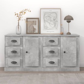 Sideboards 2 units plywood gray concrete by vidaXL, Sideboards - Ref: Foro24-3185227, Price: 185,02 €, Discount: %