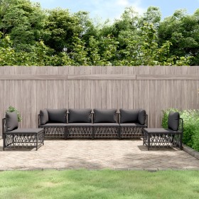 Garden furniture set 6 pieces and anthracite gray steel cushions by vidaXL, Garden sets - Ref: Foro24-3186843, Price: 495,99 ...