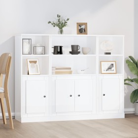 High wooden sideboard 3 pieces glossy white plywood by vidaXL, Sideboards - Ref: Foro24-3185305, Price: 212,15 €, Discount: %